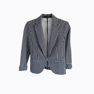 Amanda + Chelsea BxW Gingham Cropped Blazer 2 Ruffle 3/4 Sleeve Office Siren 90s